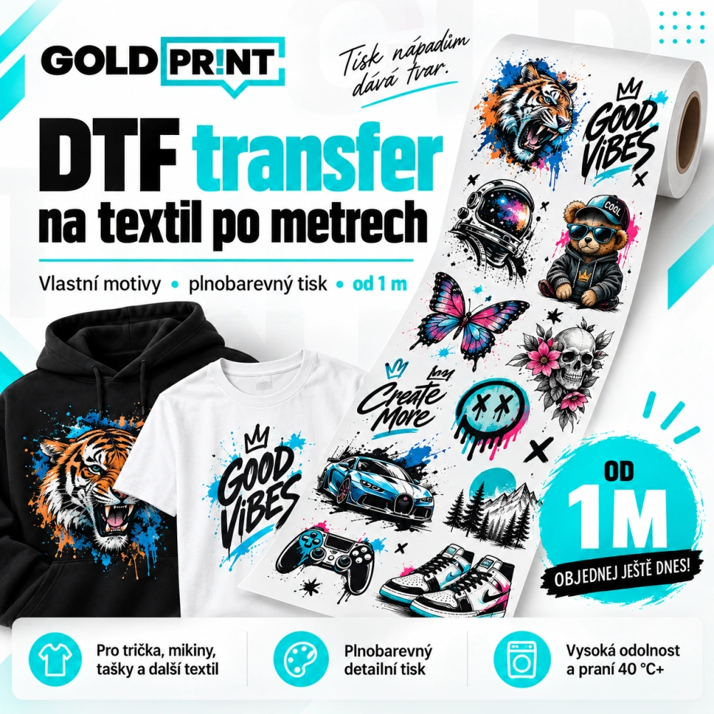 DTF transfer na metr – vlastní motiv